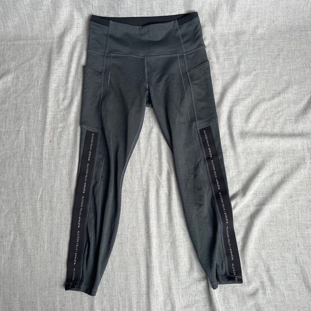 Athleta Allyson Felix Gray‎ Ultimate Stash Legend Leggings Women's Small